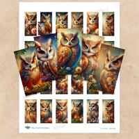 Whimsical Owl Domino Printable Collage Sheet - 1x2 Inch - 300 DPI