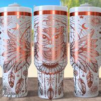 Dreamcatcher Owl 40oz Tumbler Laser Engrave File, 40 oz Quencher Celestial Dream Catcher Tumbler Wra