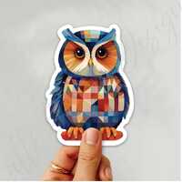 Quilted Owl Sticker | Baby Owl | Quality Diecut Vinyl Sticker | Water & Dishwasher Safe Sticker 