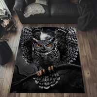 Mystical Owl Rug, Owl Area Rug, Dark Forest Rug, Owl Pattern Rug, Dark Aesthetic Owl Rug, Owl Rug, D