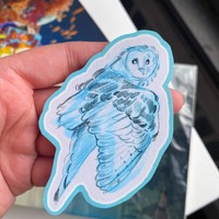 Blue Sketchy Owl Sticker