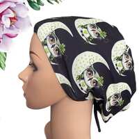 Owl on the Moon Flowers Scrub Cap/Black Soft & Stretchy Surgical hat