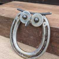 Recycled Horseshoe Owl Garden Wall Art