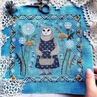Cross Stitch Pattern Owl & Dandelion Sampler Folk Art Stitching PDF Digital Download