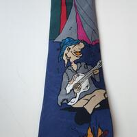 Goat playing Guitar and Owl Perches on Roof Men's Tie