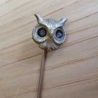 Vintage Owl Head Stick Pin, Antique Brass, Hat Pin