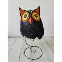 Pier 1 glitter owl bird Halloween RARE decor centerpiece sparkle