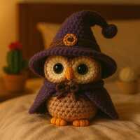 Owl Wizard Crochet, Mini Owl Halloween Gift, Owl Crochet/Wool, Desk Decor, Home Decor, Animal Lover 