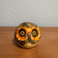 Vintage Carved Italian Alabaster Owl Paperweight Figurine