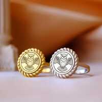 Boho Owl Ring in Gold, Summer Jewelry for Her, Handmade Animal Ring, 925 Silver, Coastal Trend Ring,