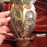 Majestic Steampunk OWL Wall Hanging Display Mixed Media Unique Gifting Decor Office Den Mantle Shelf