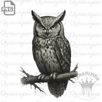 Owl Laser Cutting PNG – Great Horned Owl Clipart, Owl Art, Owl Sublimation, Owl Cut File, Owl 