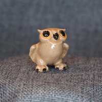 Hagen Renaker Barn Owl Mama Figurine. Miniature Gray Ceramic Cartoon Bird Collectible. Fairy Garden,
