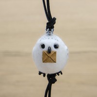 Felt owl | Leather rope |  Cute Felt white owl Bag Charm | Aesthetic Keyring for Bags Keys | Whimsic