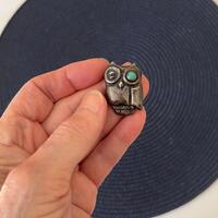 Vintage owl pin, Mexican silver jewelry, sterling silver brooch, vintage owl brooch, 1940s brooch, o