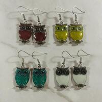 Owl Enamel Dangle Earrings