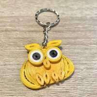 Unique bag keychain,owl keyring, animal lover keychain, handmade gift for her,quilling yellow access