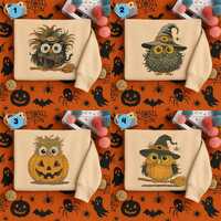 Halloween Owl Embroidered Shirt, Fall Crewneck, Trick Or Treat Clothing, Halloween Party Outfit, Spo