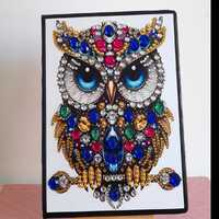 Carnet hibou, carnet chouette, carnet strass, carnet fait main, carnet diamond painting, bloc notes,