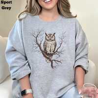 Vintage Owl Sweatshirt, Folklore Shirt, Gothic Owl Shirt, Forestcore Gift For Her, Halloween Sweatsh