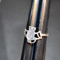 Cute Owl Ring, Vintage 925 Sterling Silver Ring, pinky ring