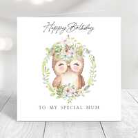 Personalised Owl Birthday Card, Cute Owl Birthday, Card for Mum, Daughter, Owl Gifts, Owl Card, Card
