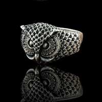 Owl Antique Style Silver Ring for Men, Celtic Owl Wedding Ring, Gothic Animal Ring, Handmade Sterlin