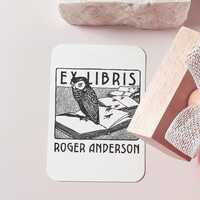 Owl Custom Ex Libris Stamp for Book Lover Gif Idea for Bibliophile Custom Stamp Gift for Reader Love