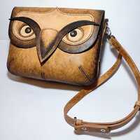 Torba skórzana SOWA, ręcznie szyta, torba handmade, leather bag OWL