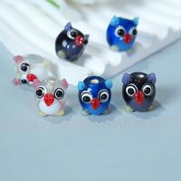 Handmade Japanese Owl Glass Bead, Cute Lampwork Bead for DIY Jewelry, Animal Charm for Necklace Brac