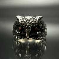 Owl Silver Ring, Handmade 925 Sterling Owl Jewelry, Men's Owl Ring, Symbol Of Wisdom, Detailed B