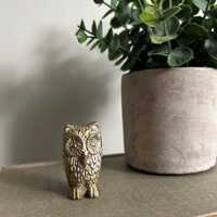 Vintage brass barn owl, mini home decor, whimsical, rare brass owl