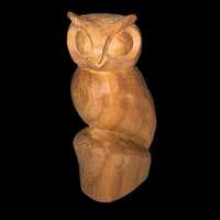 Hand Carved Wooden Owl Bird Figurine Statue Signed 6 inches Light Weight