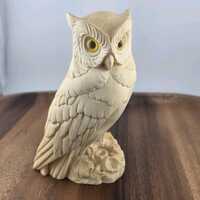 Vintage 1972 A. Giannelli Alabaster Owls Made In Italy Ivory