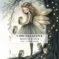 Fairy Owl Keeper Clipart | Whimsical Forest Fairies & Owls PNG | Fantasy Junk Journal, Scrapbook
