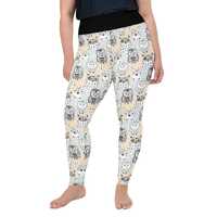 Owls Printed Women Leggings, Owl Lover Gift For Her, All Over Print, Gym Workout Fitness Plus Size L