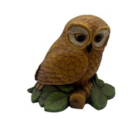 Hand-Painted Resin Owl Figurine On Leaf Base