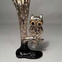 Vtg. Retro Metal Owl In Tree Earring Holder Jewellery Display Hanging Display1970&rsquo;s