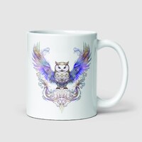 Art Nouveau Owl Mug: Ornate Ceramic Coffee Cup, Bird Lover Gift