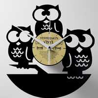 Owls Recycled Yesterday's Vinyl Clock