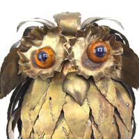 French Brutalist Metal Owl Sculpture Curtis Jere Style