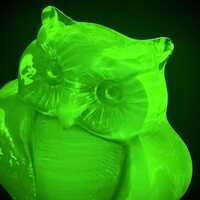 Nocturnal (Owl) Figurine From (Uranium Glass) | Yellow Vaseline Glass Statue | Forest Wildlife Night