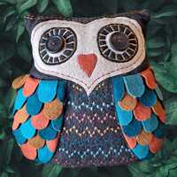 Sass belle felt owl shaped cushion