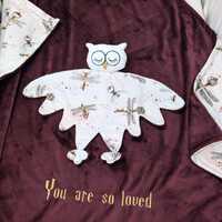 personalized owl comforter, customized baby doudou, baby wizard toy, keys with wings owl, soft sleep