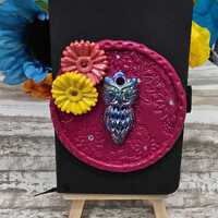Handmade Owl Journal: Polymer Clay Rainbow Design, Lined Pages