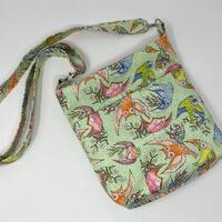 Owl Print Crossbody Bag, Handmade Cotton Shoulder Bag