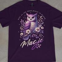 Comfort Colors Purple Owl Moon Magic T-Shirt, Magic Lover Gift, Owl Shirt, Retro Vintage T Shirt, Pe