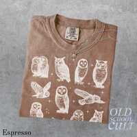 Owls 90s Comfort Colors® Vintage Tattoo Style Tshirt, Retro Mythical Owl Lovers Tshirt, Cute Owl