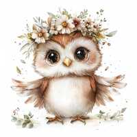20 Cute Barn Owl Clipart, Woodland Owl, Floral Owl, Nursery Decor, Printable Watercolor, High-Qualit