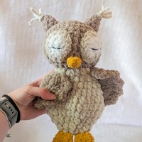 Crochet Owl Lovey Plushie Amigurumi Handmade Stuffed Animal Snuggler